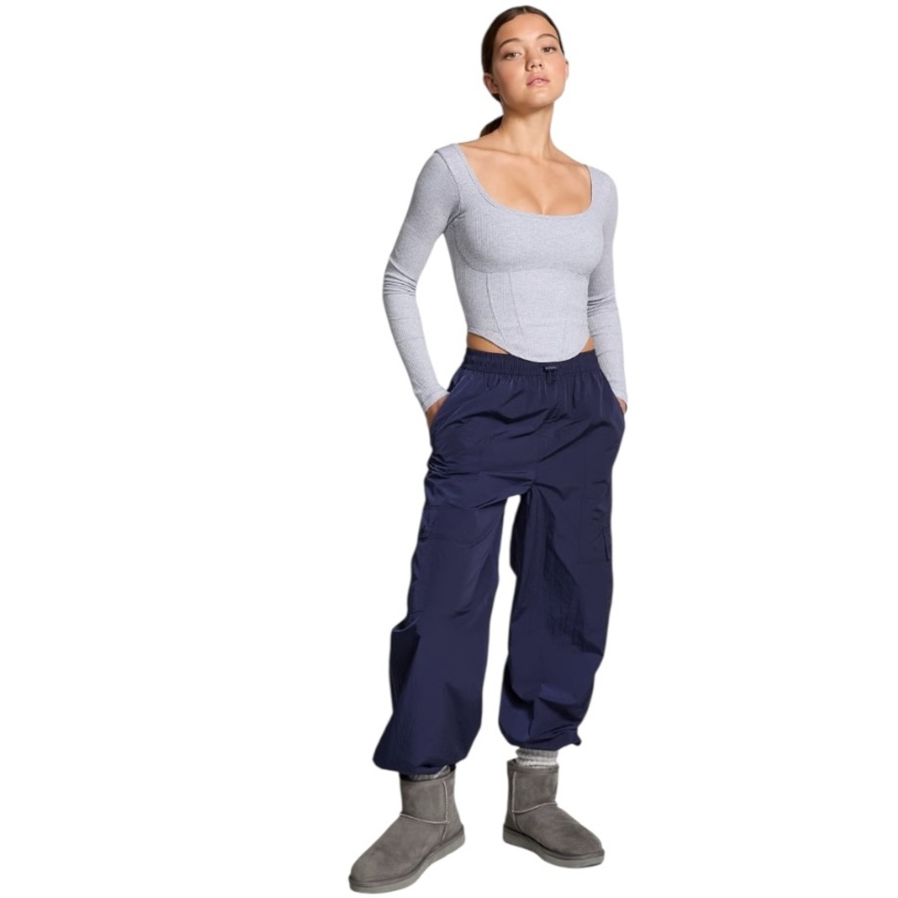 Victoria's Secret Parachute Cargo Midnight Navy Pants Size Small Streetwear